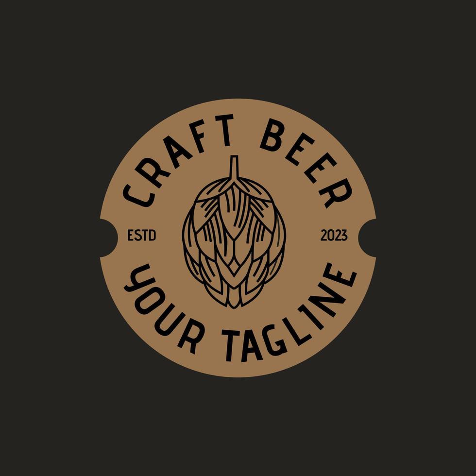 Craft beer Emblem label vintage design template, Brewing Logo Design Craft Brewing dark background vector