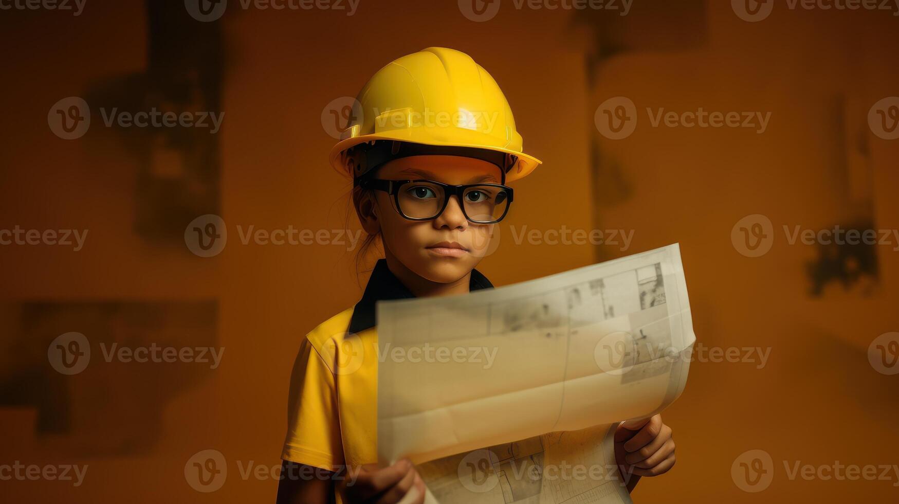 linda ingeniero arquitecto niño. futuro carrera concepto. ai generado. foto