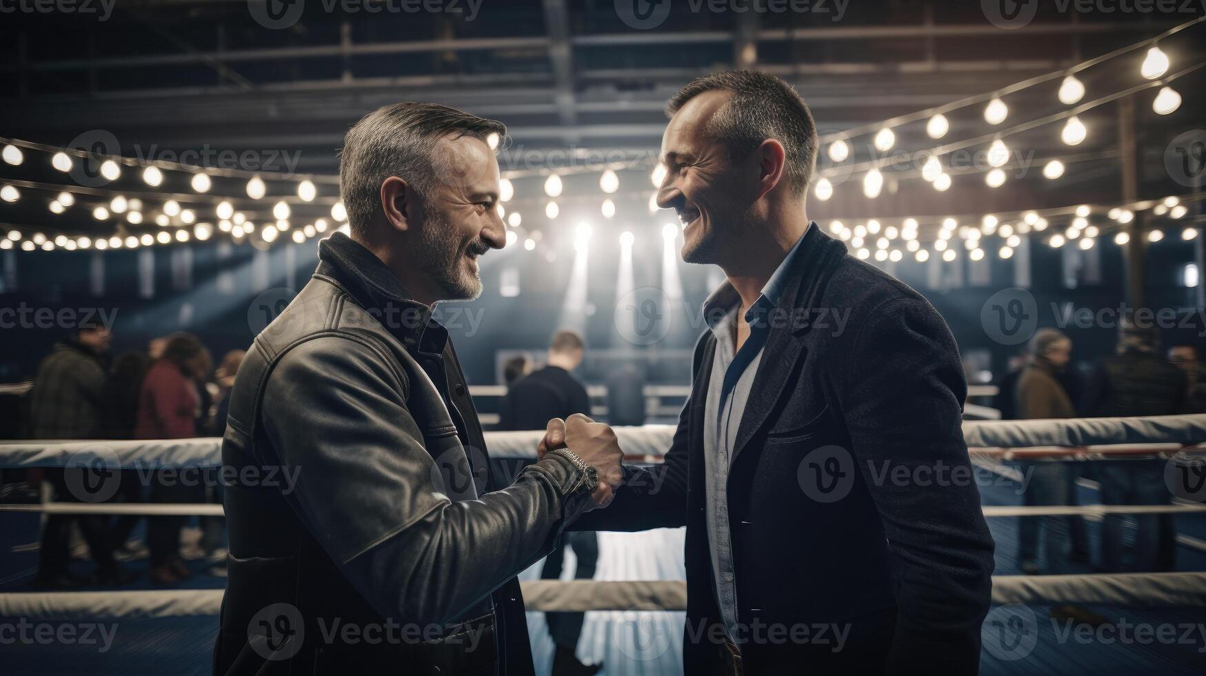 Two businessmen shaking hands after a successful meeting. . photo