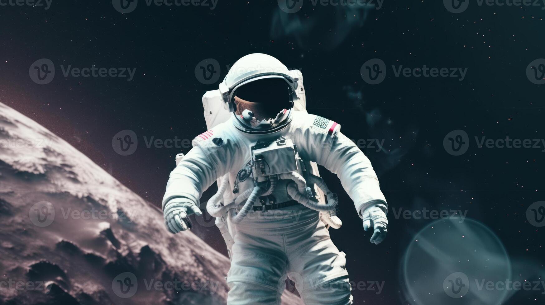 Space suits isolated on space background. . photo
