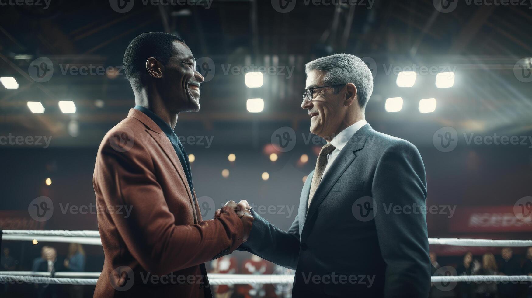 Two businessmen shaking hands after a successful meeting. . photo