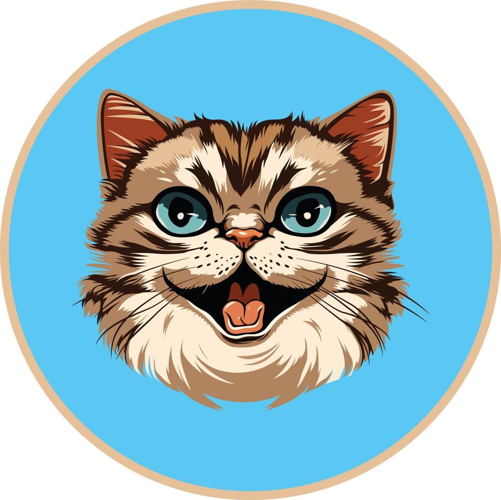 Cat Little Puff Face Vector Illustration Highly Detailed