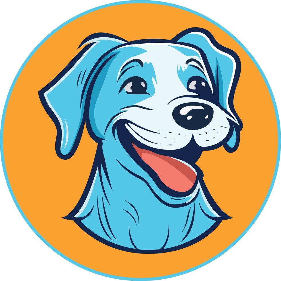 perro contento cara logo ilustración vector