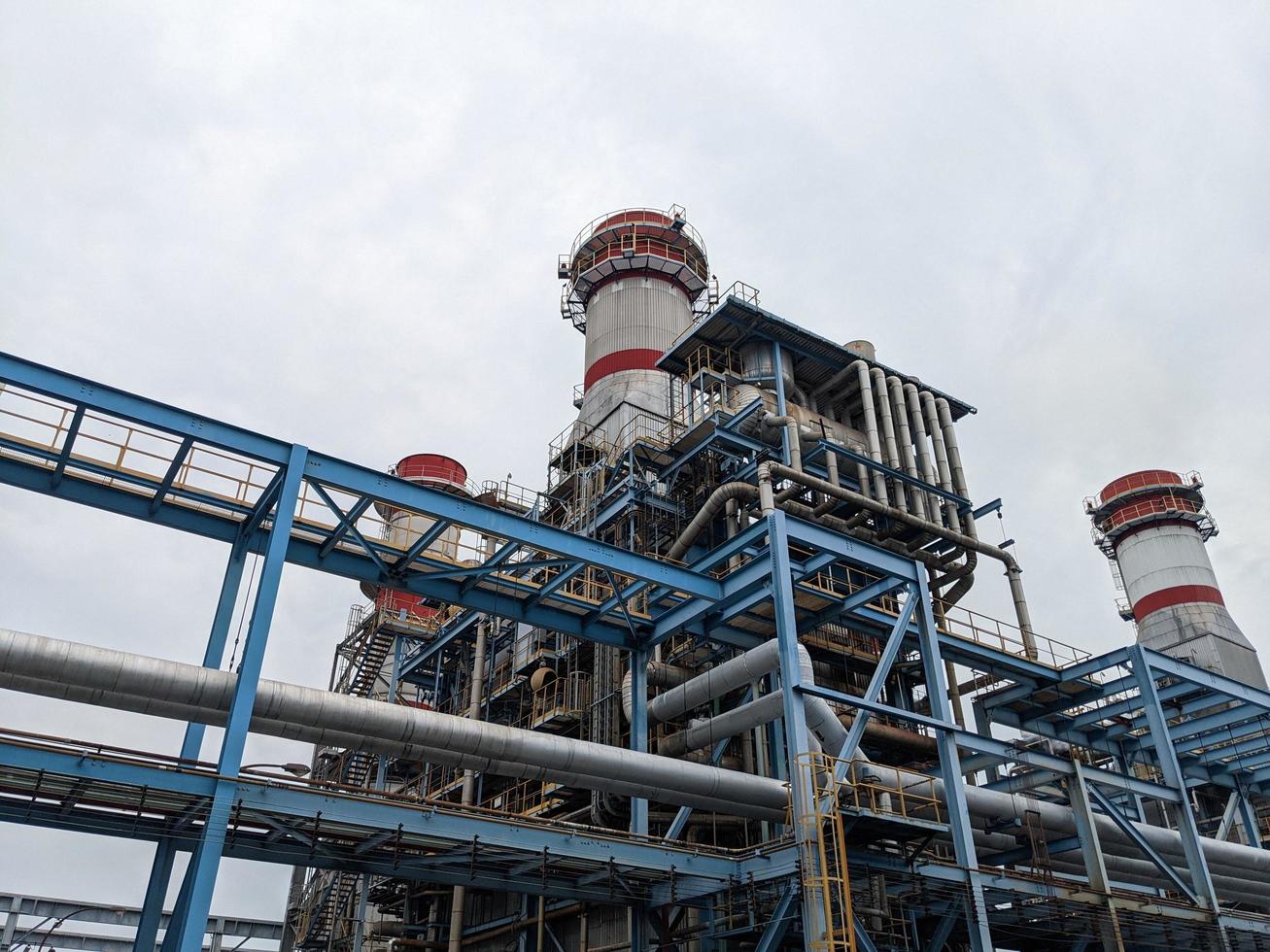 Power plant project activity for water treatment plant and checking equipment. The photo is suitable to use for industry background, construction poster and safety content media.