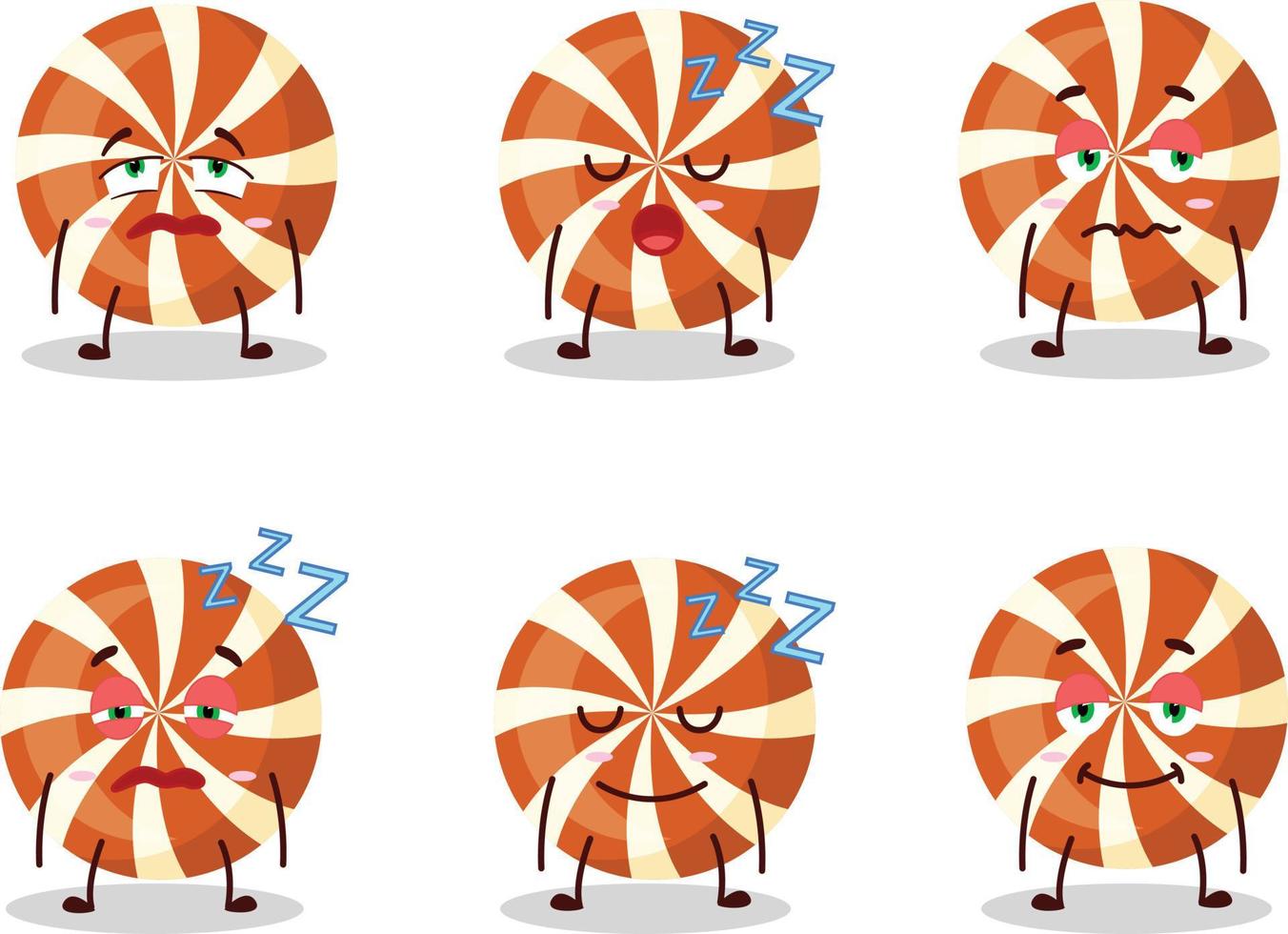 Cartoon character of spiral candy with sleepy expression vector