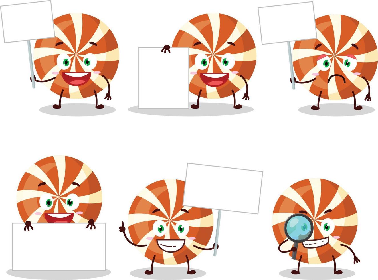 Spiral candy cartoon character bring information board vector