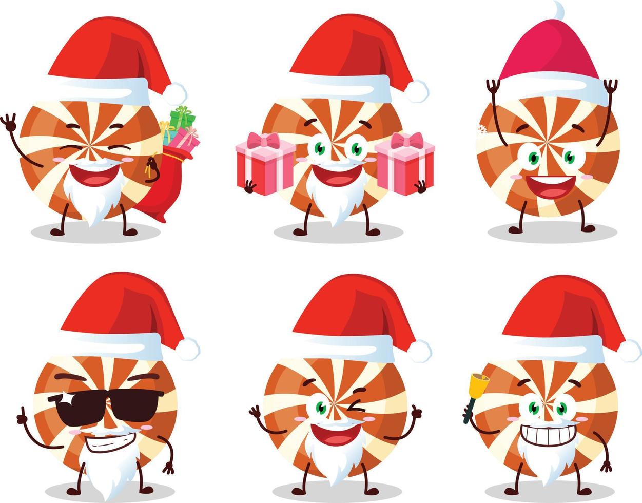 Santa Claus emoticons with spiral candy cartoon character vector