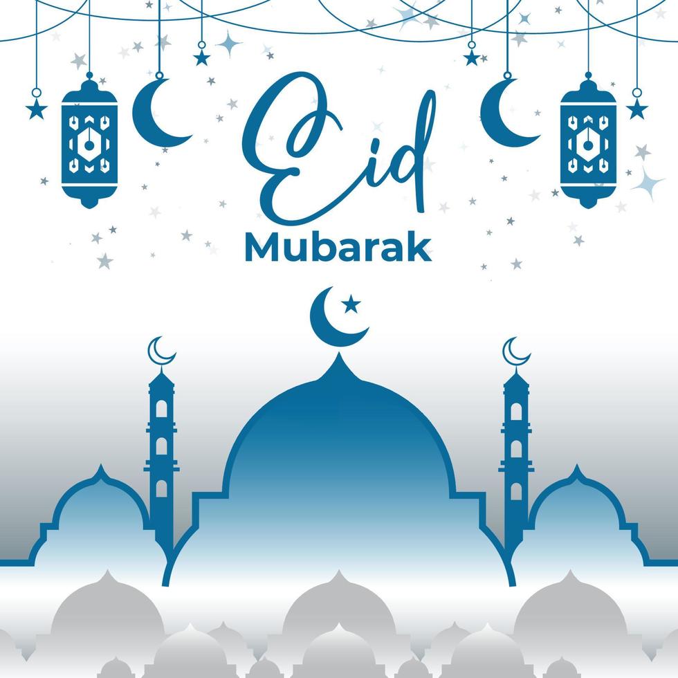 Muslim festival and cultural eid mubarak post card design background vector
