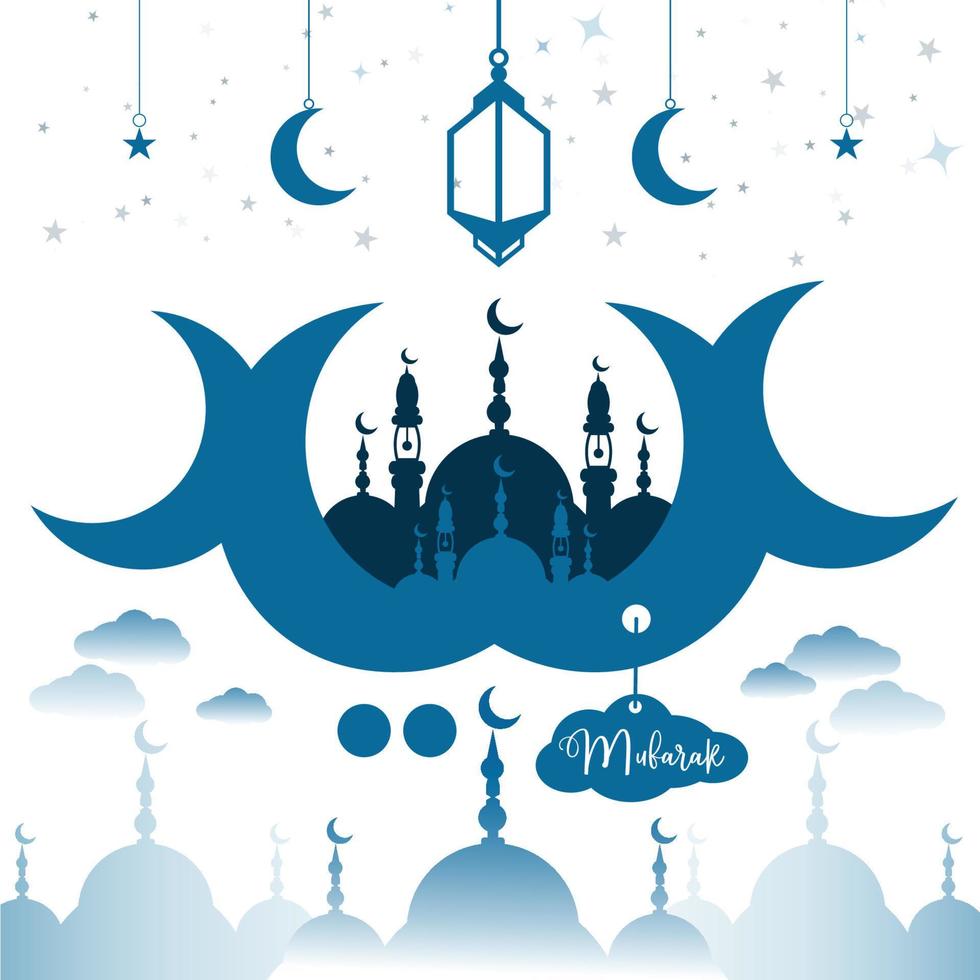 Eid mubarak or eid al fitr moon and lantern festival card design vector eps design