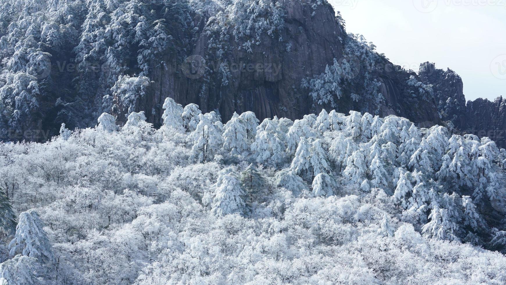 The beautiful frozen mountains view coverd by the white snow and ice in winter photo