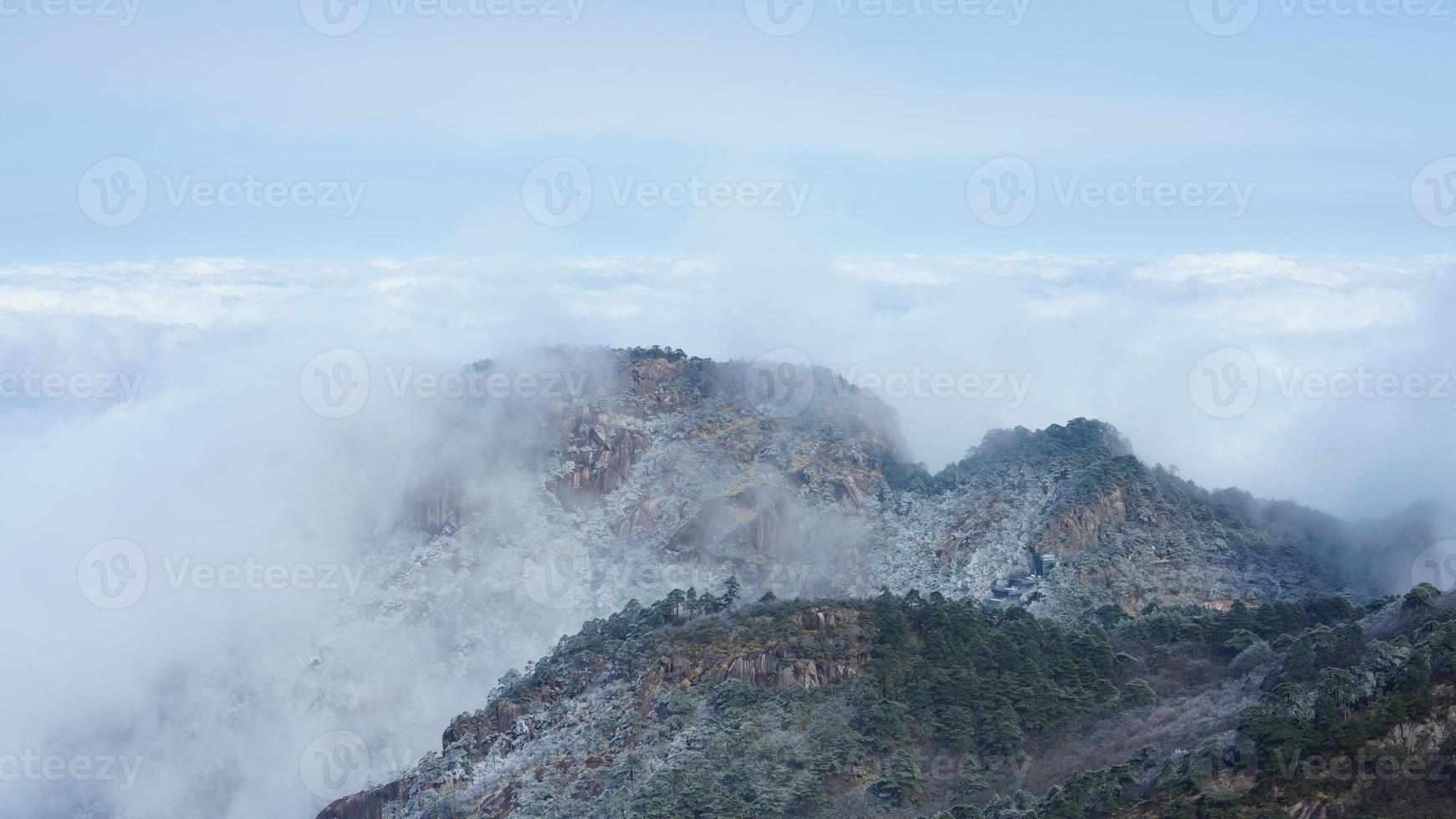 The beautiful frozen mountains view coverd by the white snow and ice in winter photo
