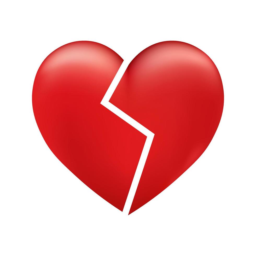 Broken shiny red heart icon for St. Valentines Day vector