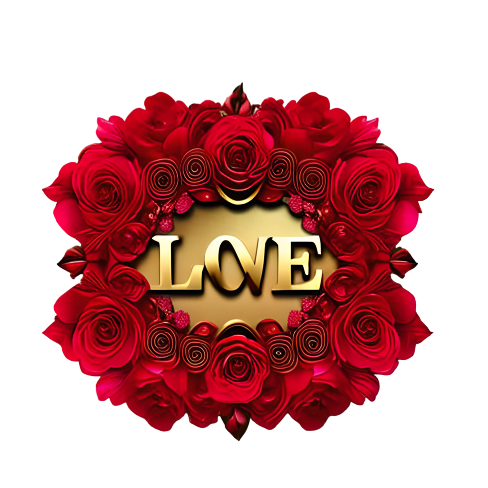 Red Rose Flower Love Frame Valentine Day Design Free Vector png