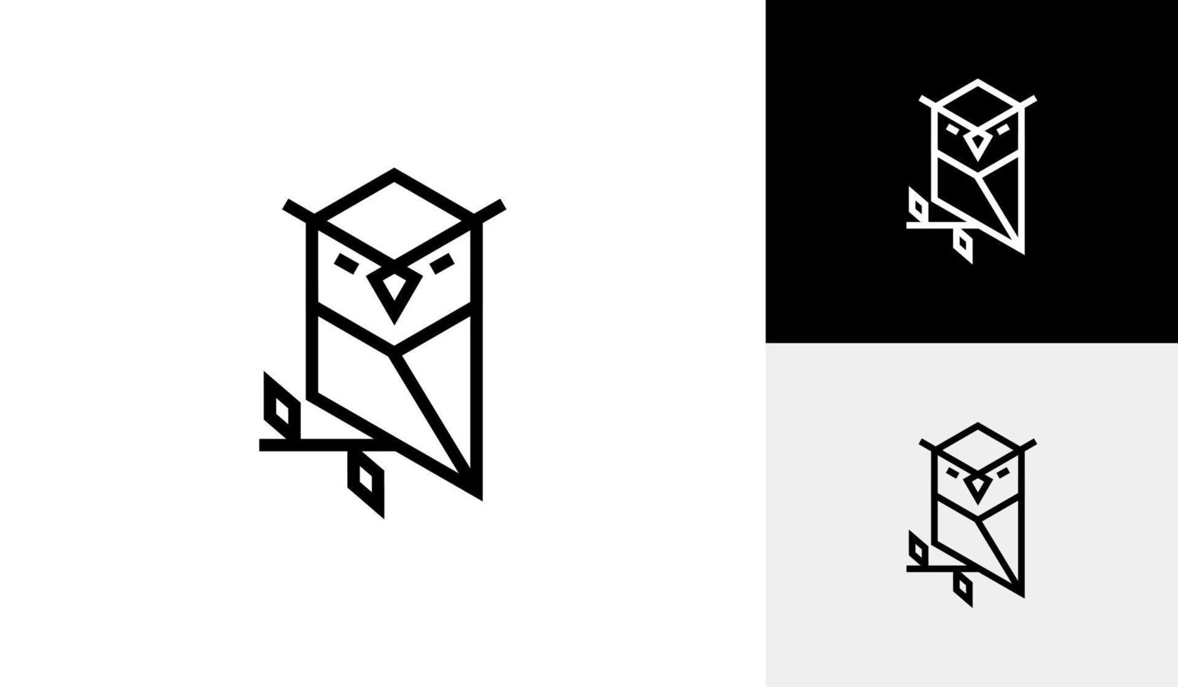 Owl logo with geometric line vector