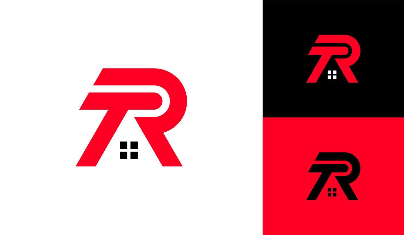 Letter TR logo with house window for real estate company vector