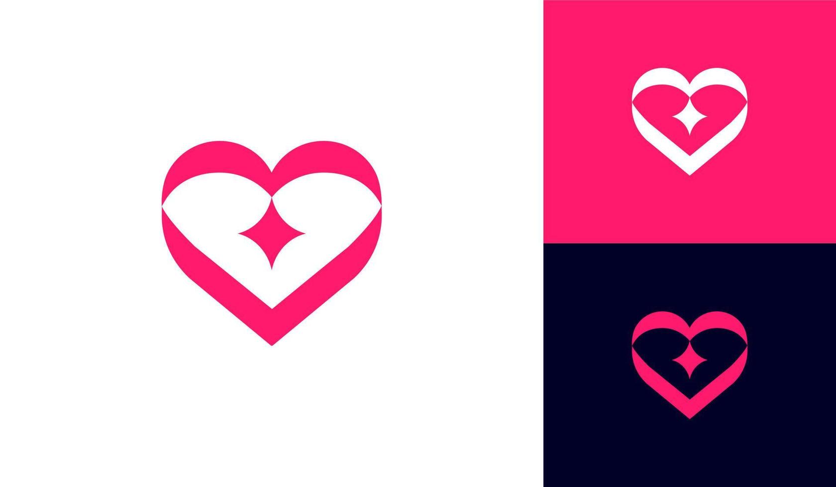 Heart logo with sparkling symbol vector