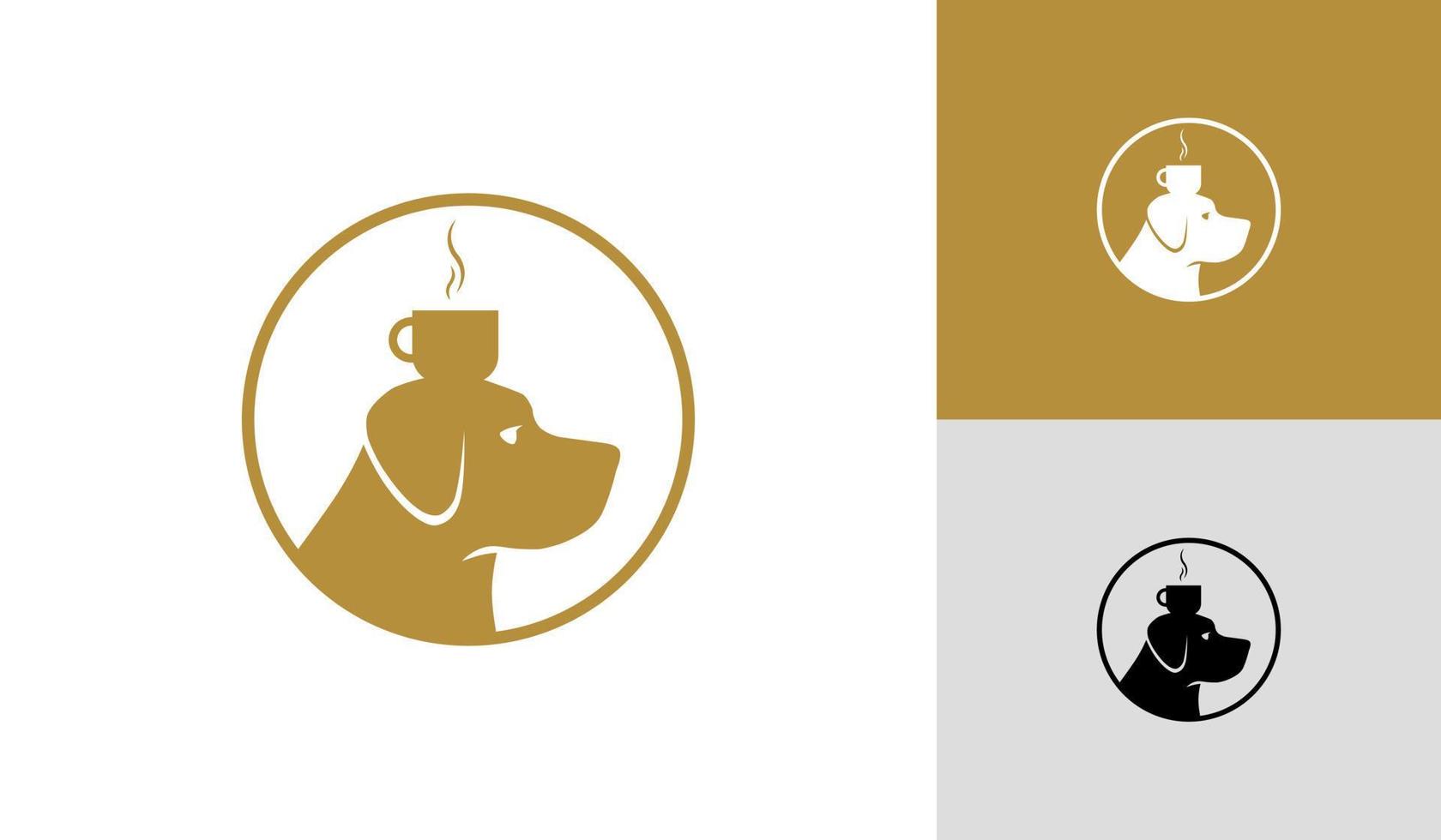 Dog logo with cup of coffee vector