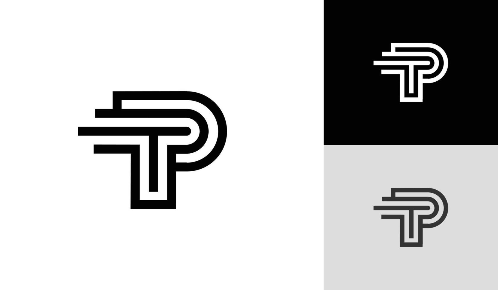 Geometric letter TP or PT logo vector