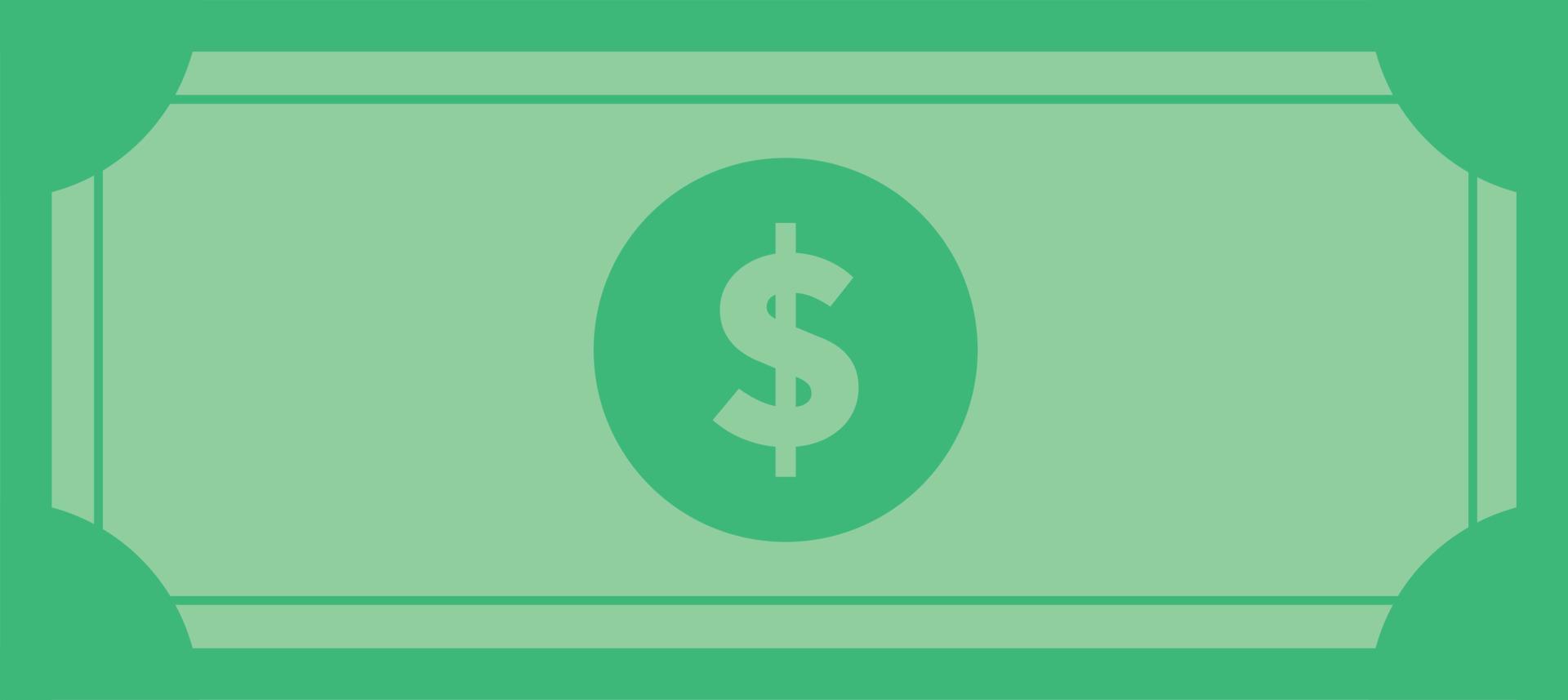 Dollar bill flat vector design. Green dollar money template.