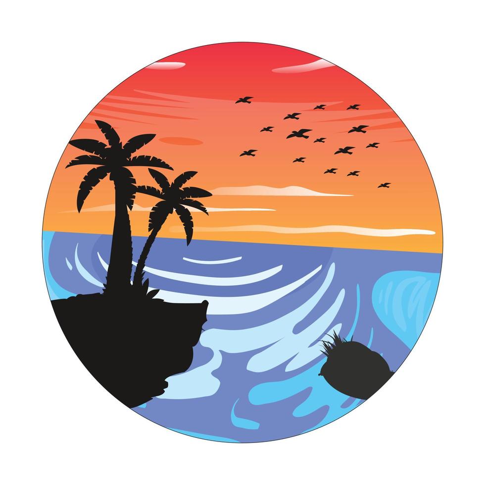 sunset logo design vector