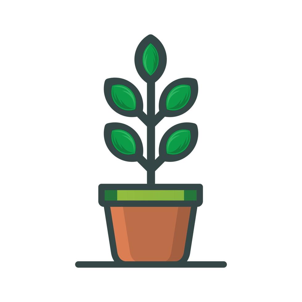 Vector flower plant in a pot icon vector illustration