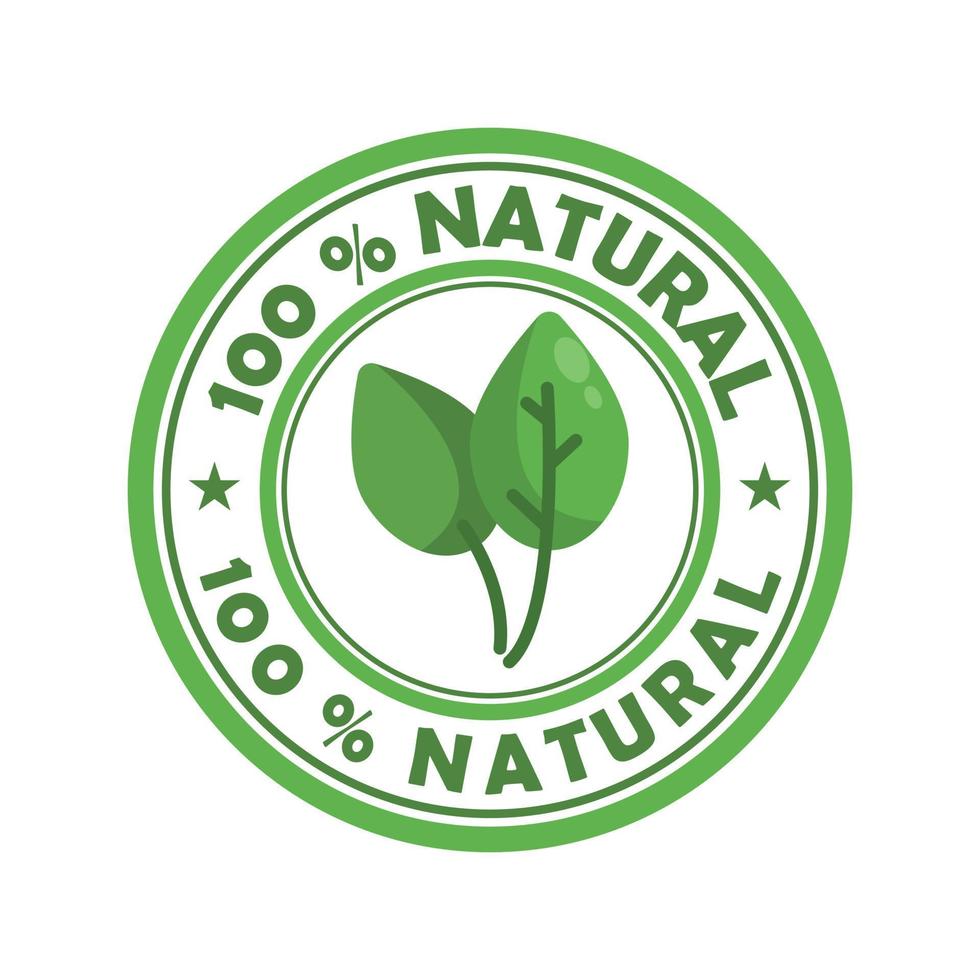 Vector 100 percent natural badge stamp style ingredient element icon