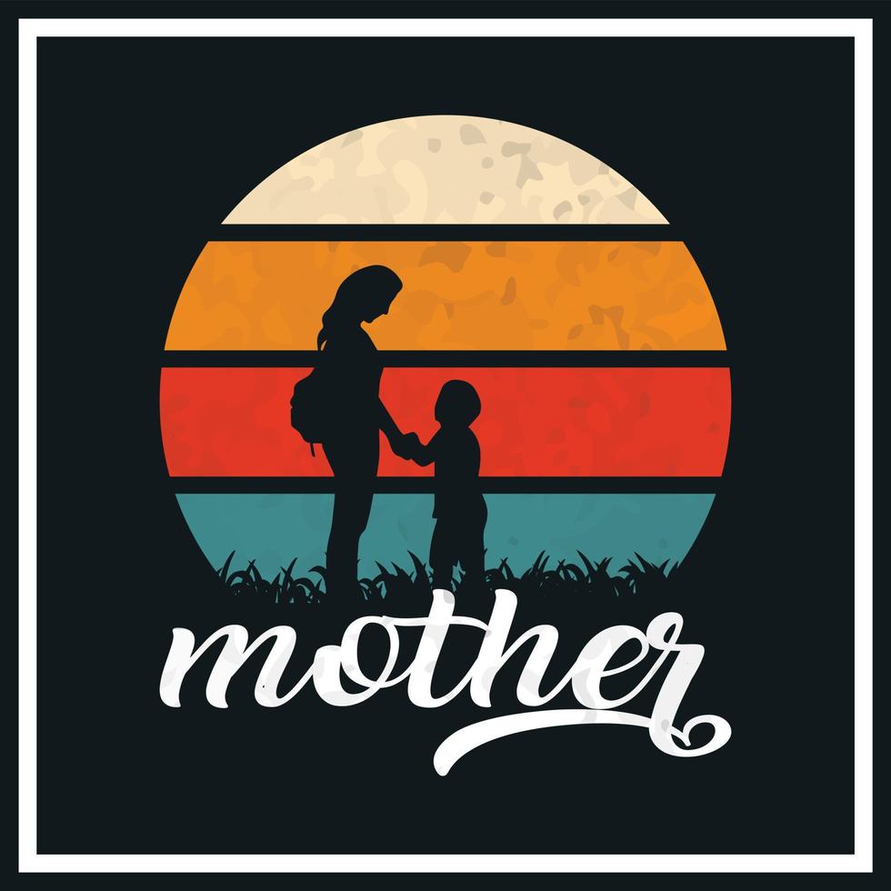 Retro vintage t shirt design Mom T-shirt Design Happy mothers day t-shirt design vector Free Vector