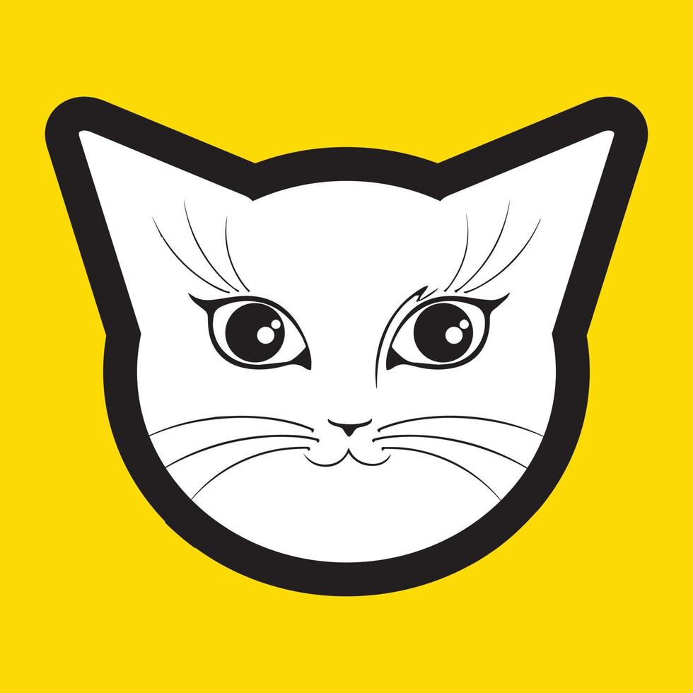 Vector of a cat face design on yellow background, Pet. Animals. Easy editable layered vector illustration.