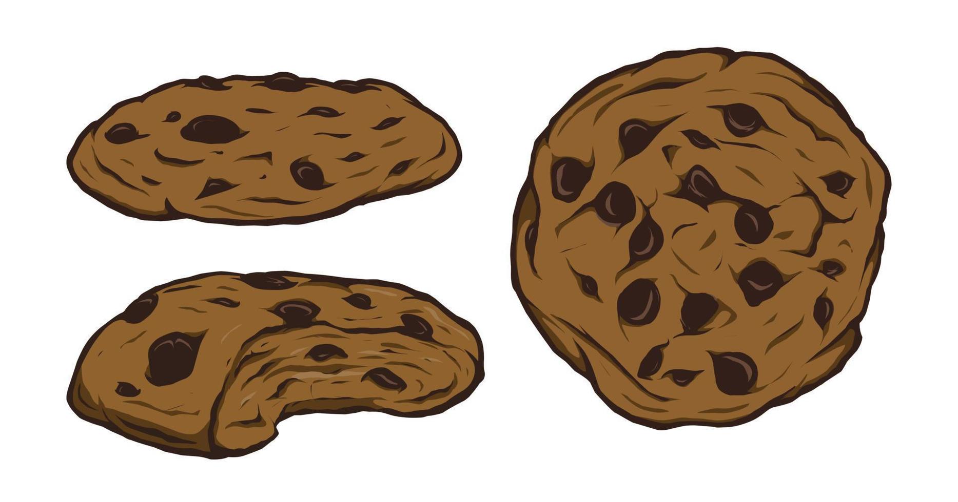 un dibujo de un chocolate chip Galleta vector