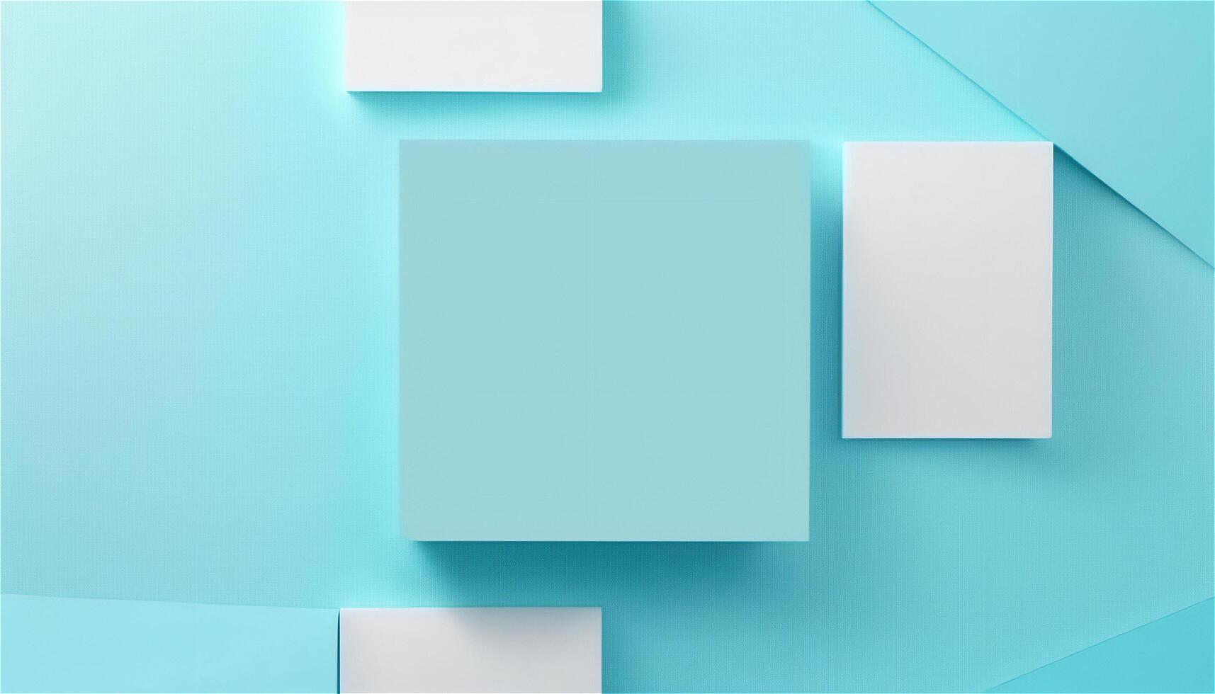 Pastel blue empty paper texture background template, banner for advertising. Rectangular geometric shapes. Copy space. space for text. . photo