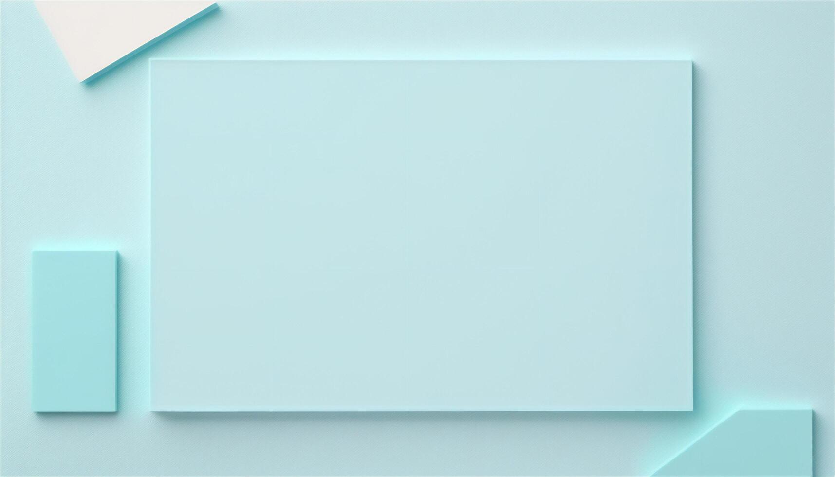 Pastel blue empty paper texture background template, banner for advertising. Rectangular geometric shapes. Copy space. space for text. . photo