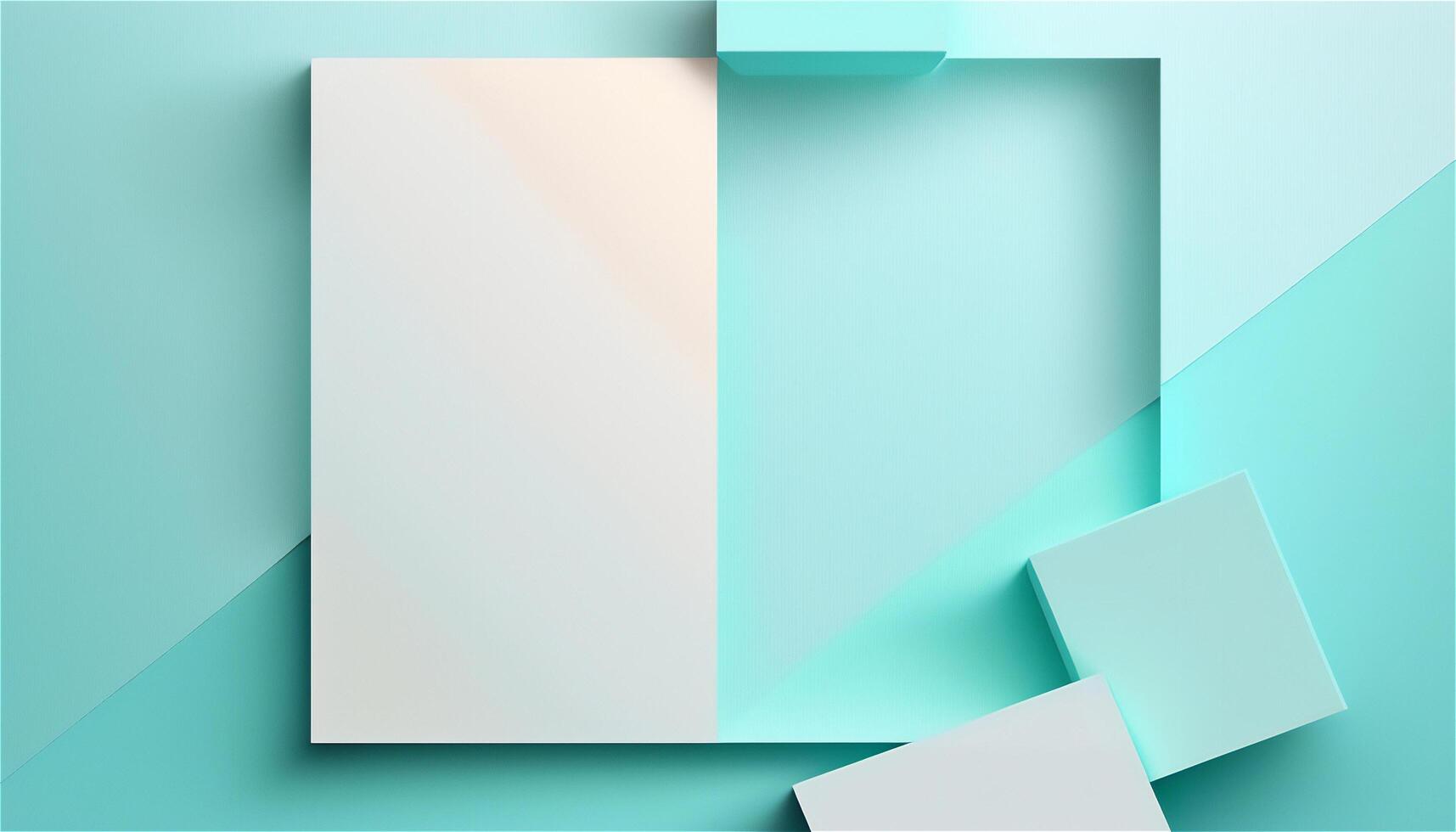 Pastel blue empty paper texture background template, banner for advertising. Rectangular geometric shapes. Copy space. space for text. . photo