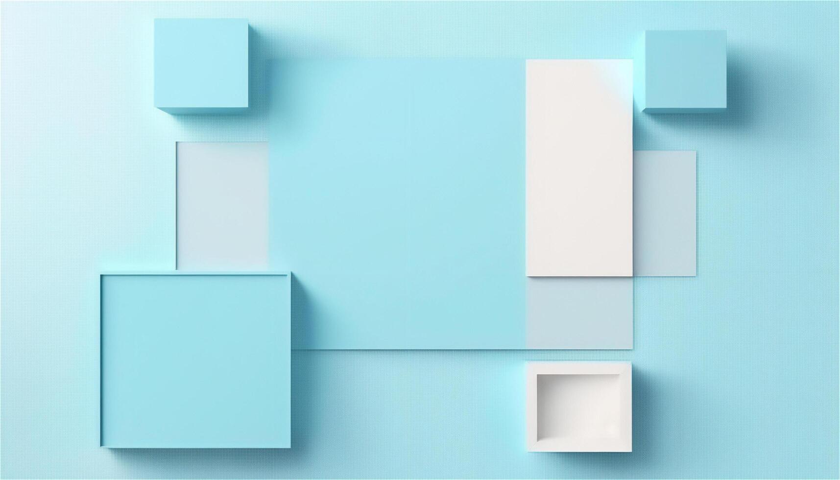 Pastel blue empty paper texture background template, banner for advertising. Rectangular geometric shapes. Copy space. space for text. . photo