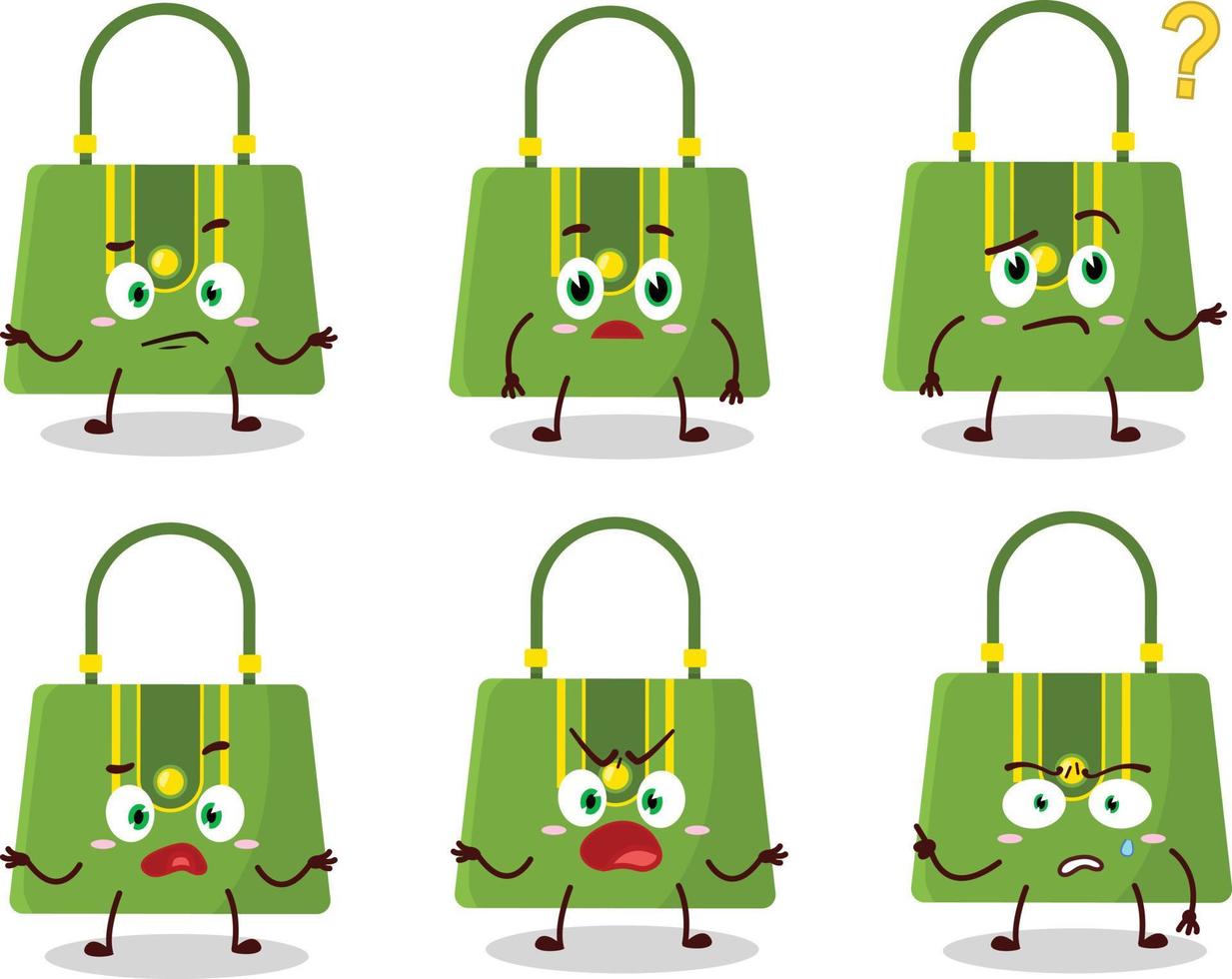 Cartoon character of women bag with what expression vector