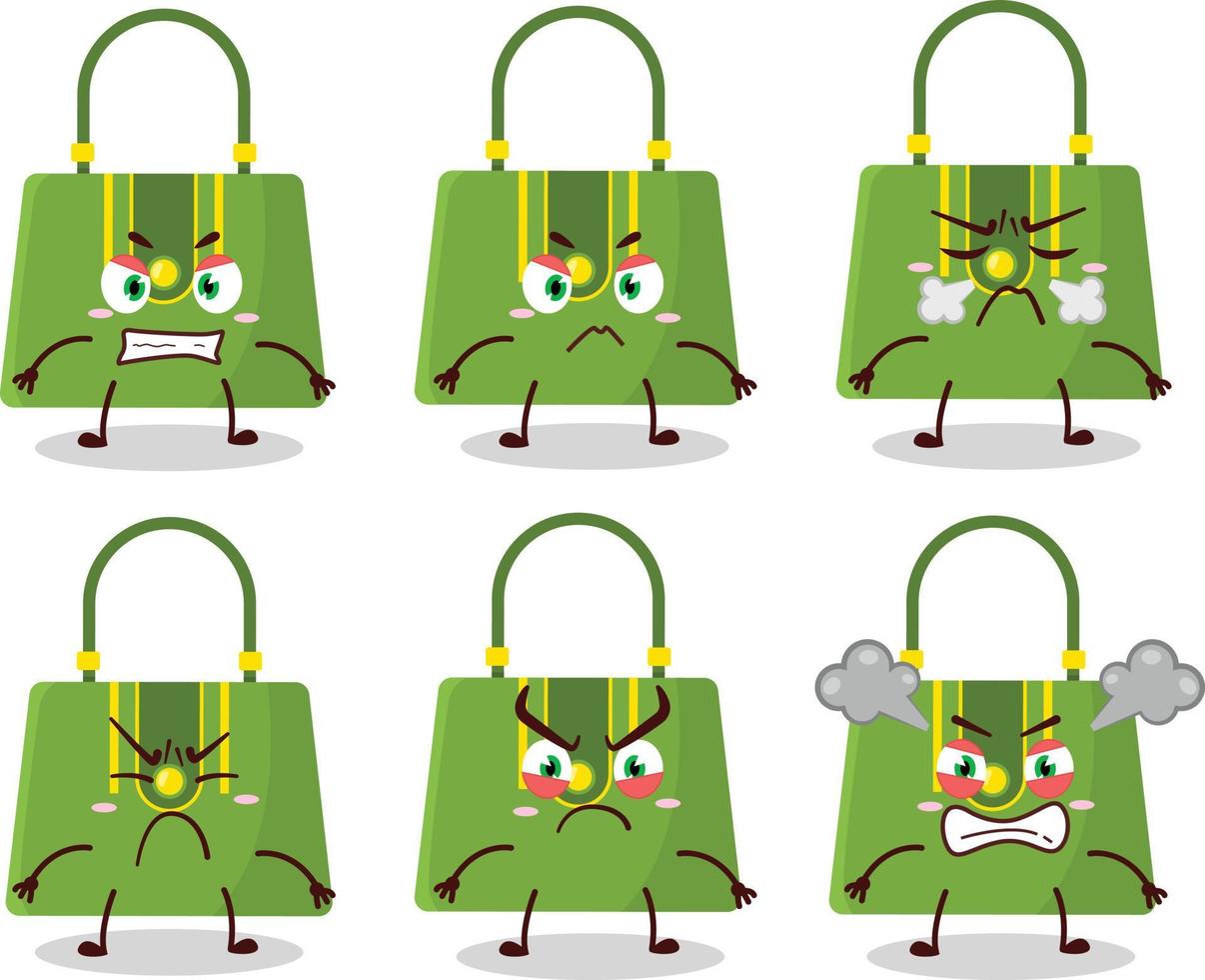 Women bag cartoon character with various angry expressions vector