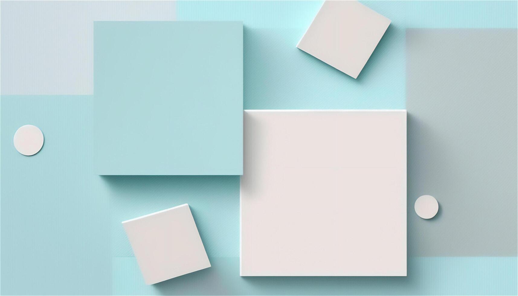 Pastel blue empty paper texture background template, banner for advertising. Rectangular geometric shapes. Copy space. space for text. . photo