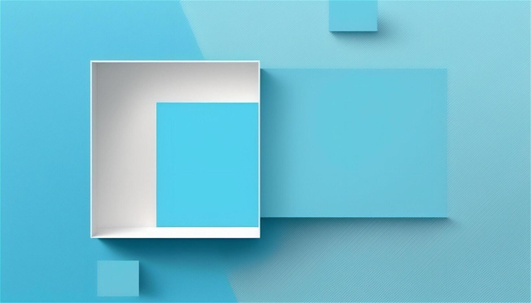 Pastel blue empty paper texture background template, banner for advertising. Rectangular geometric shapes. Copy space. space for text. . photo
