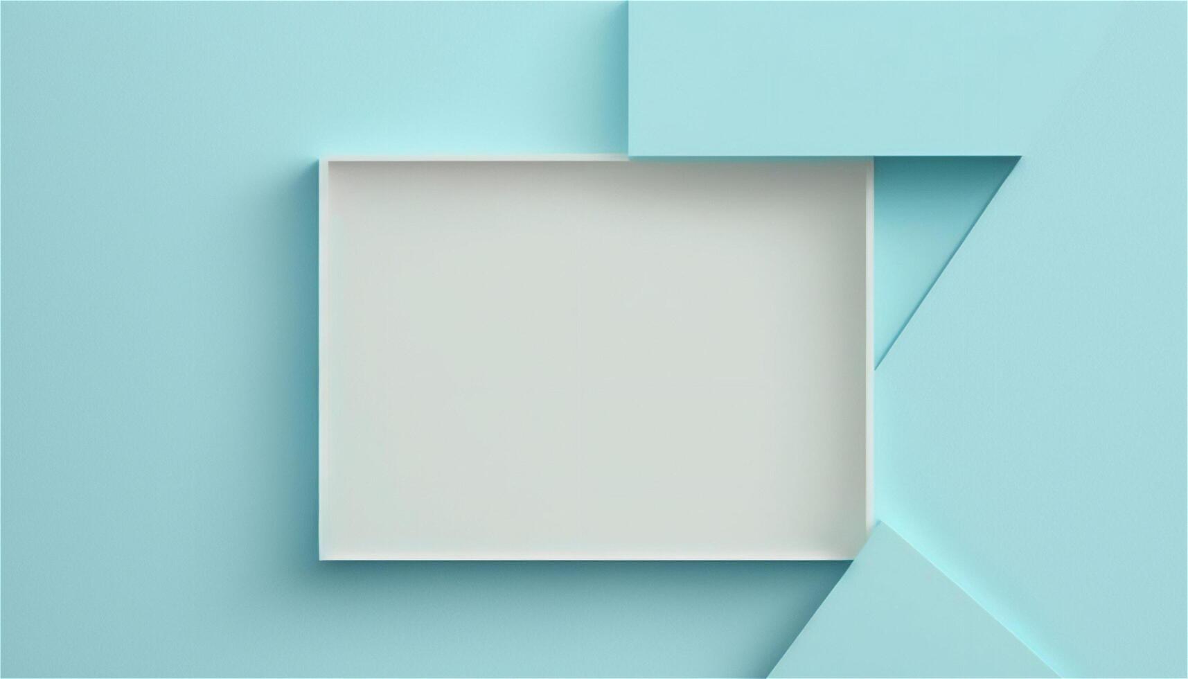 Pastel blue empty paper texture background template, banner for advertising. Rectangular geometric shapes. Copy space. space for text. . photo