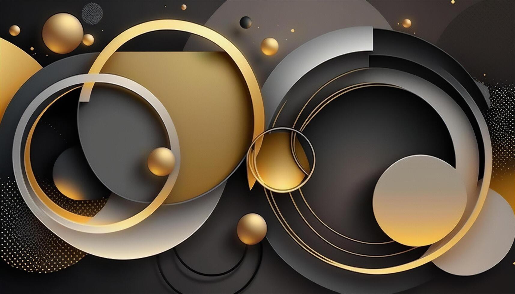 Elegant and modern black abstract background with black and golden circles. photo