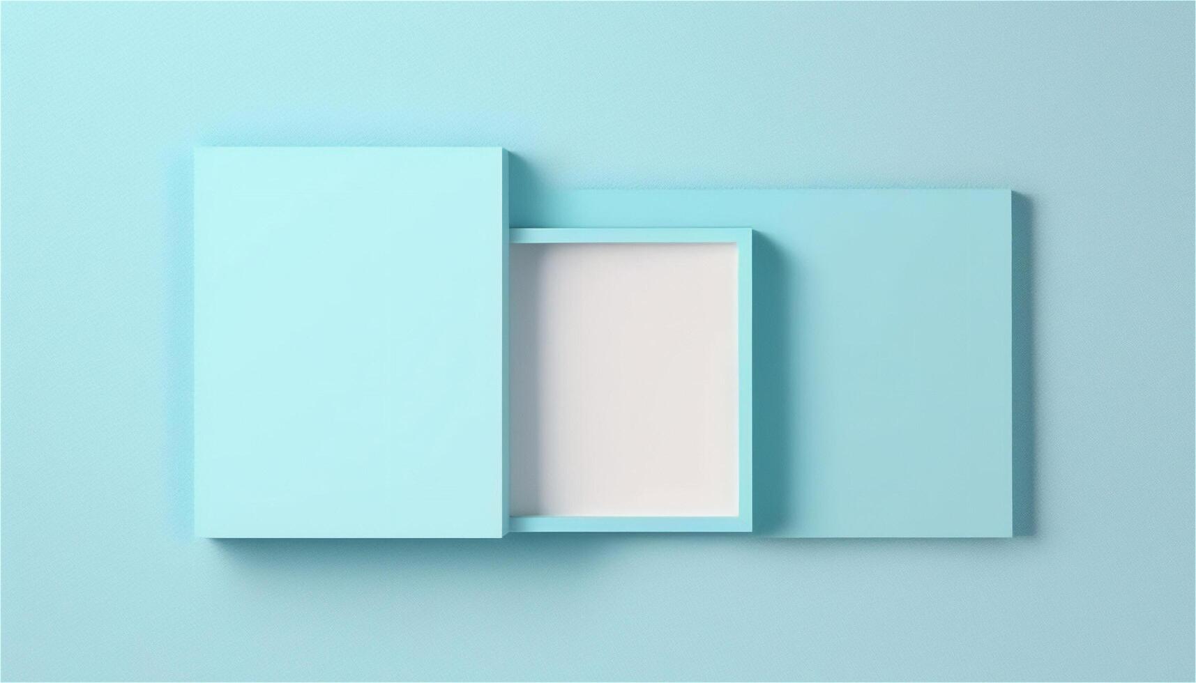 Pastel blue empty paper texture background template, banner for advertising. Rectangular geometric shapes. Copy space. space for text. . photo
