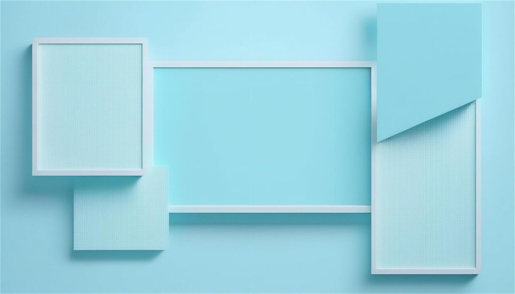 Pastel blue empty paper texture background template, banner for advertising. Rectangular geometric shapes. Copy space. space for text. . photo