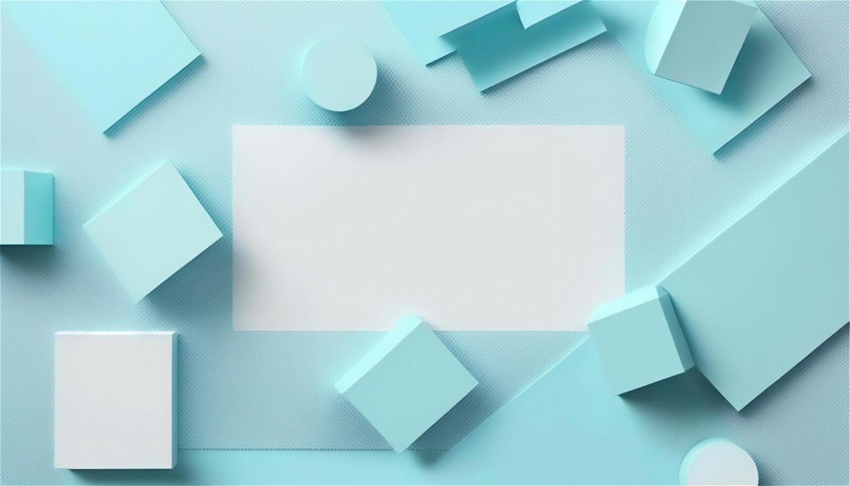 Pastel blue empty paper texture background template, banner for advertising. Rectangular geometric shapes. Copy space. space for text. . photo