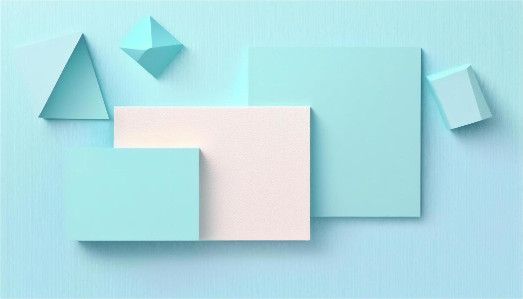 Pastel blue empty paper texture background template, banner for advertising. Rectangular geometric shapes. Copy space. space for text. . photo