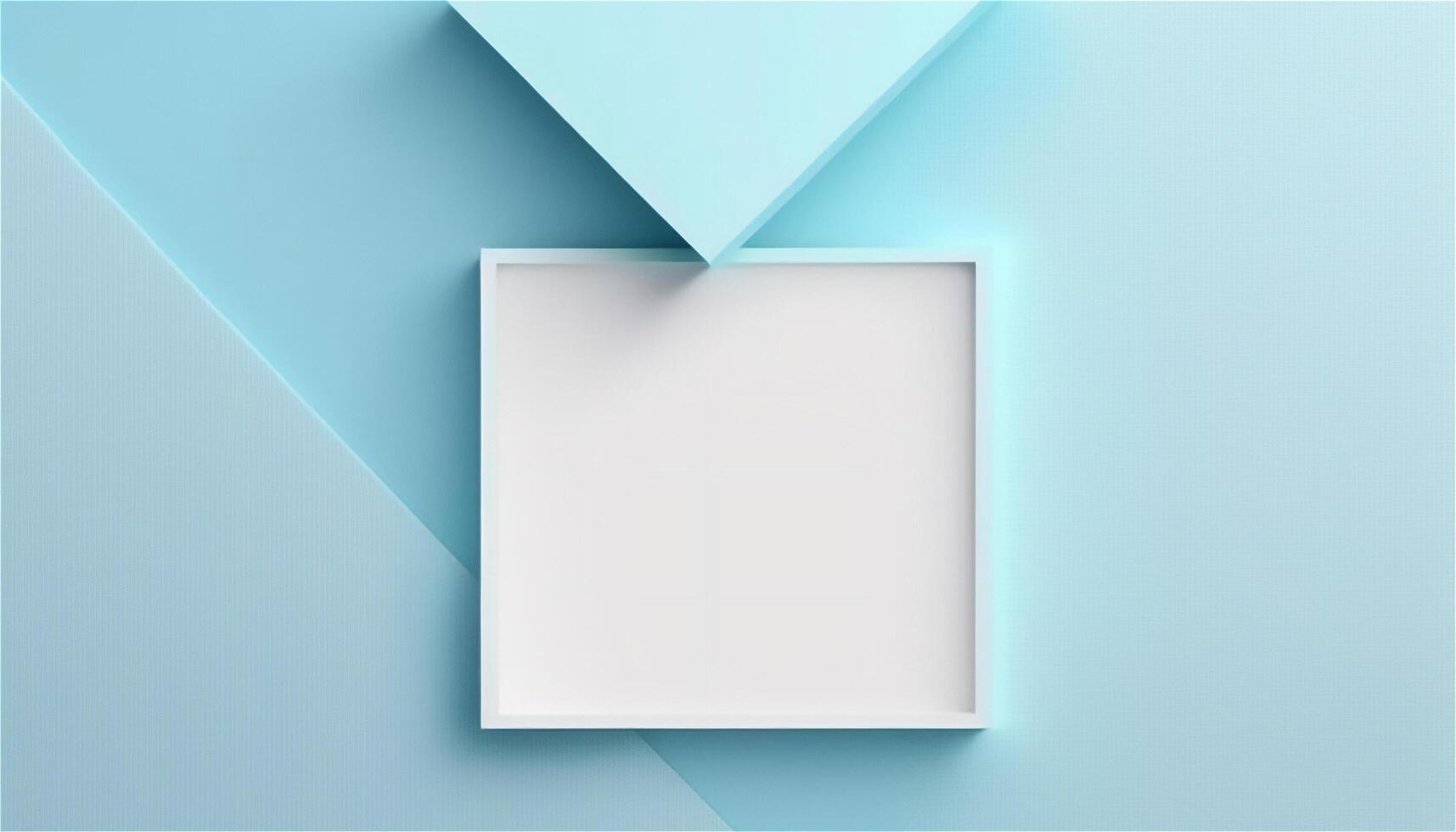 Pastel blue empty paper texture background template, banner for advertising. Rectangular geometric shapes. Copy space. space for text. . photo