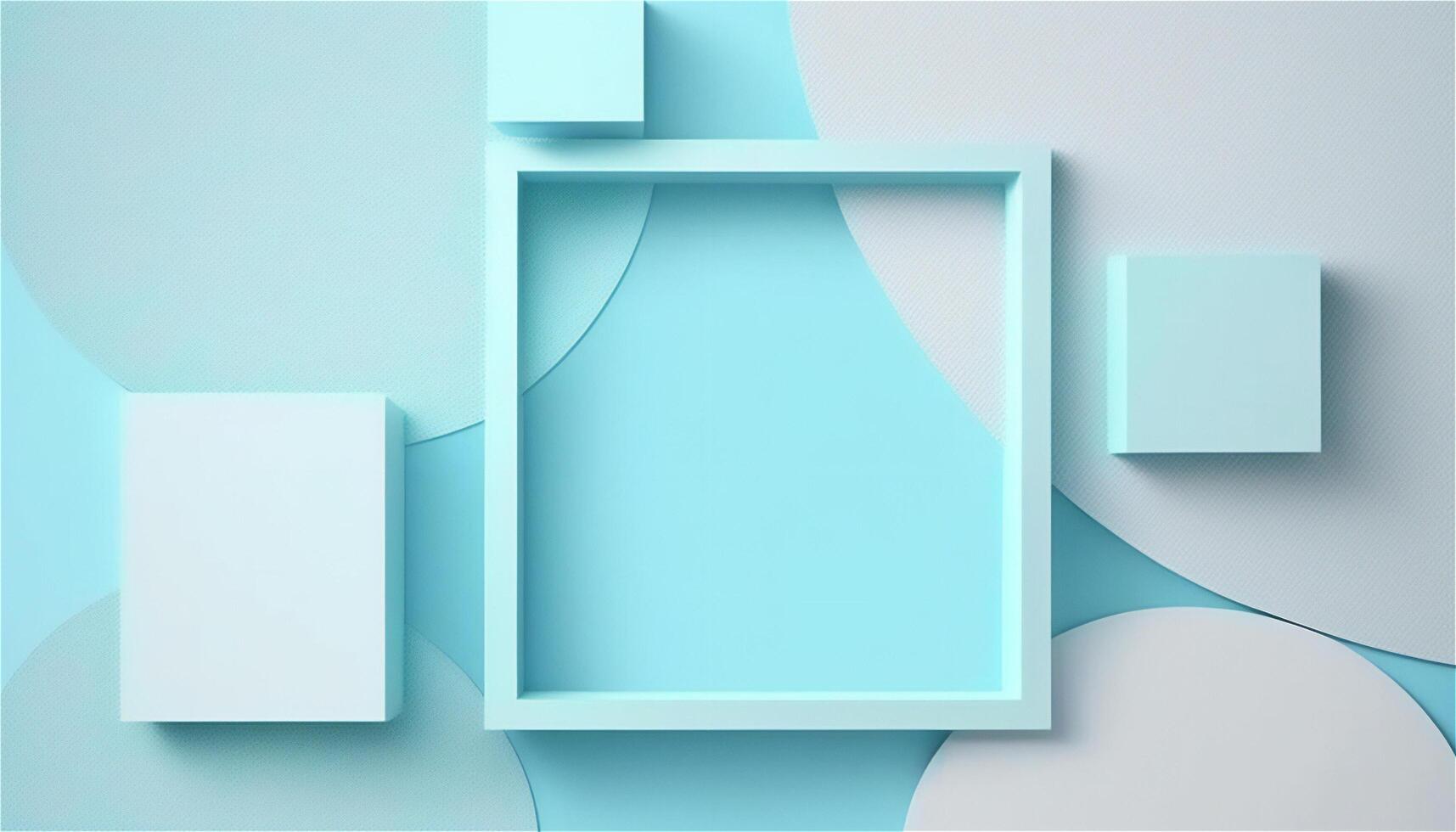Pastel blue empty paper texture background template, banner for advertising. Rectangular geometric shapes. Copy space. space for text. . photo
