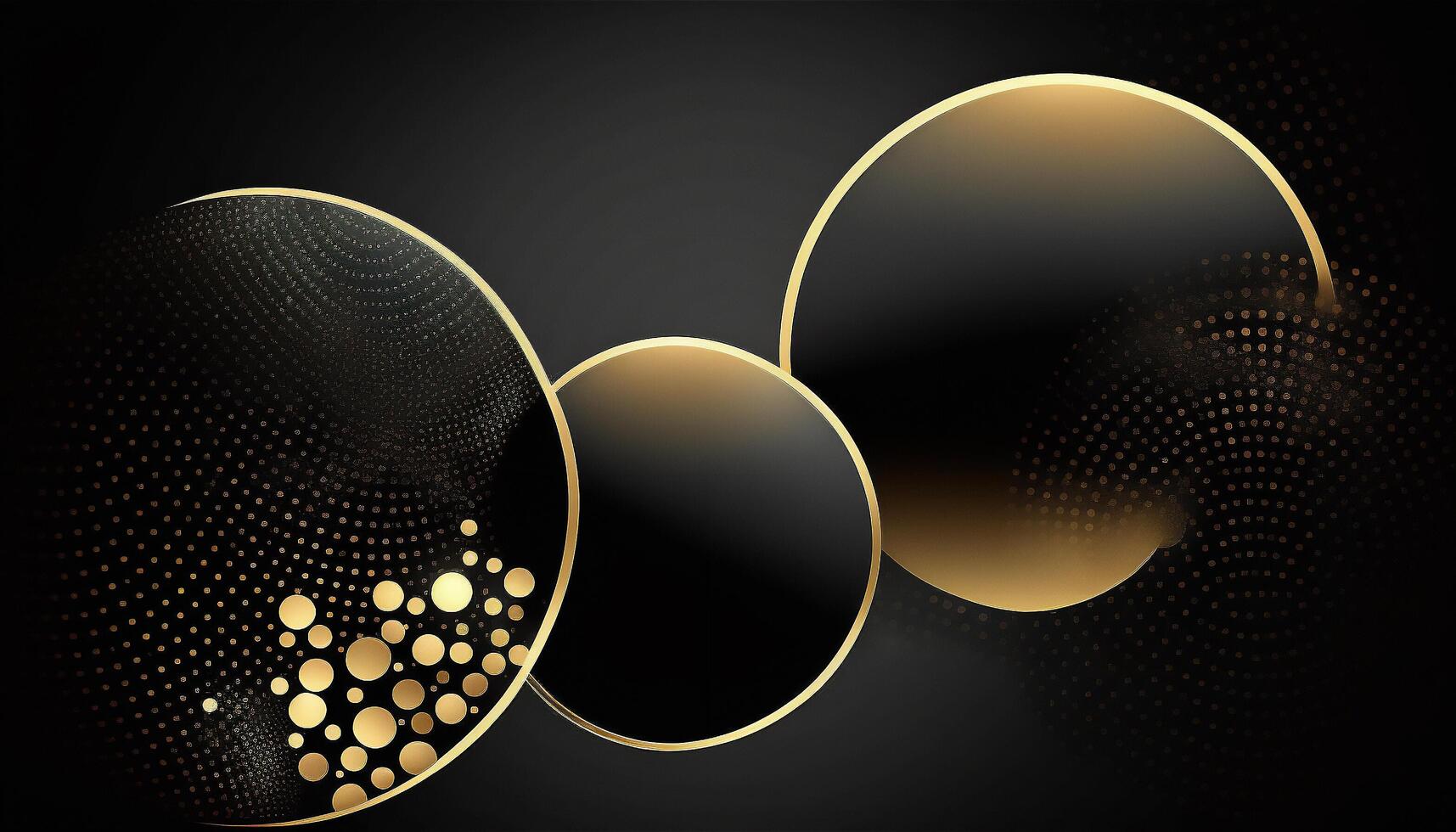 Elegant and modern black abstract background with black and golden circles. photo