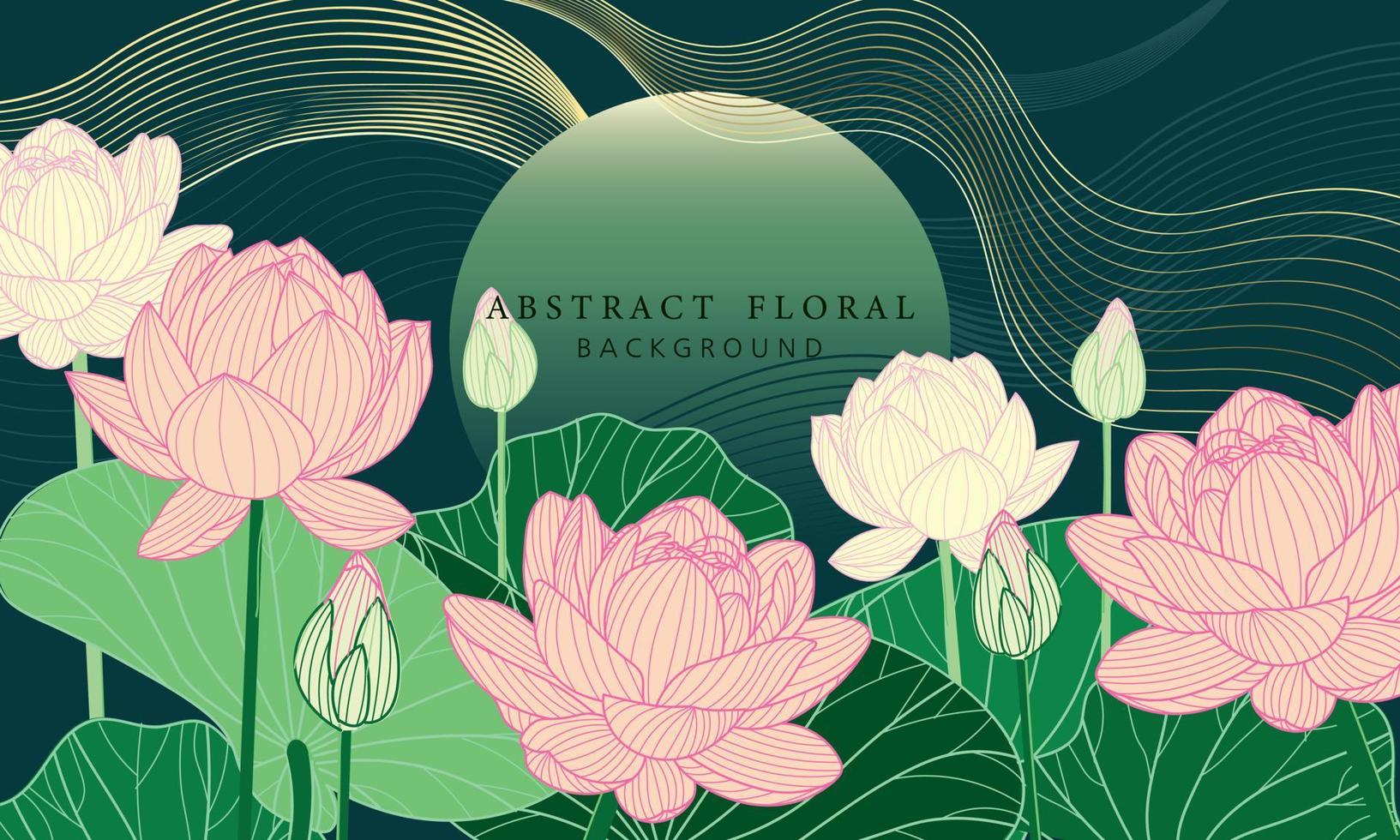 lotus design template with line art vector