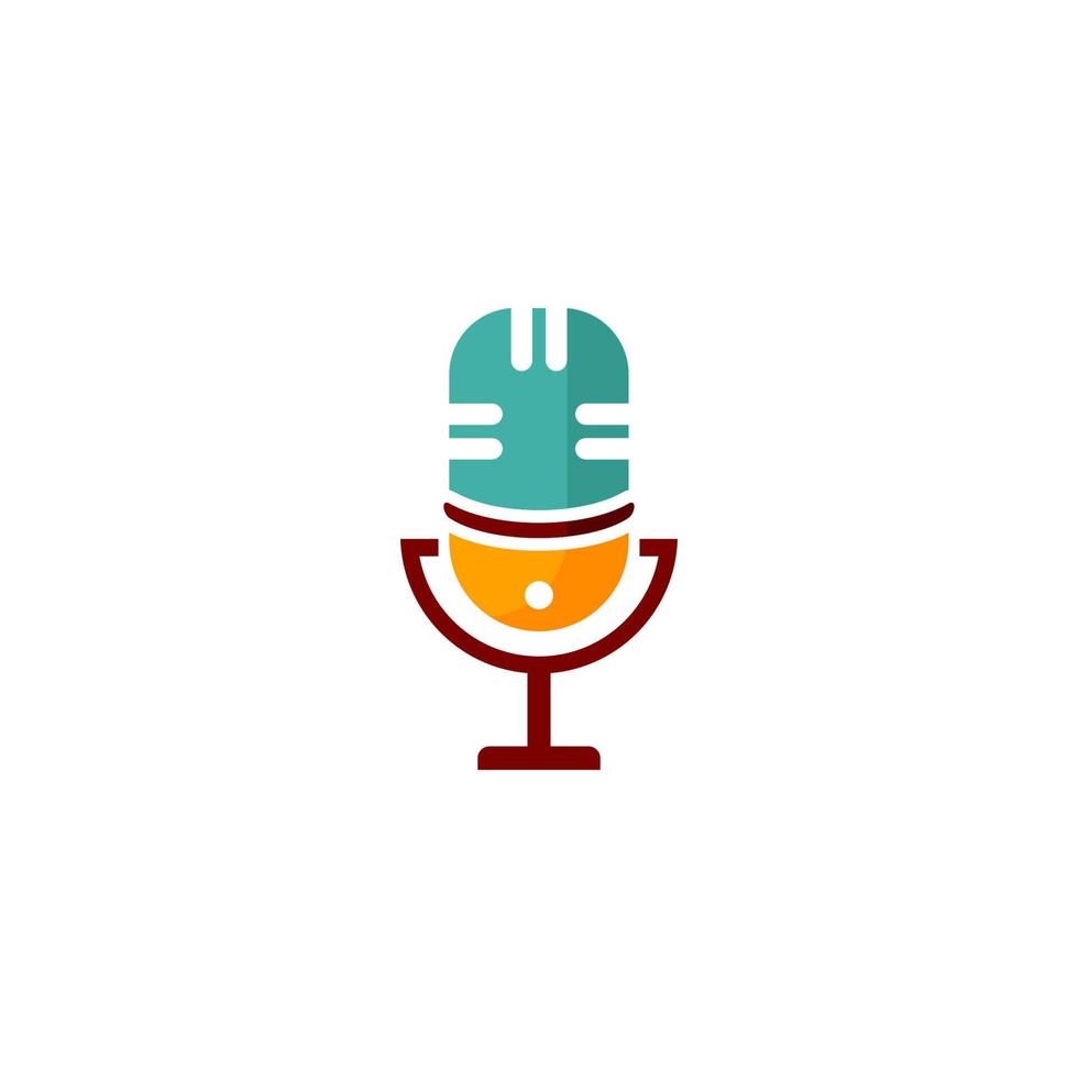 Microphone logo with a microphone on it vector