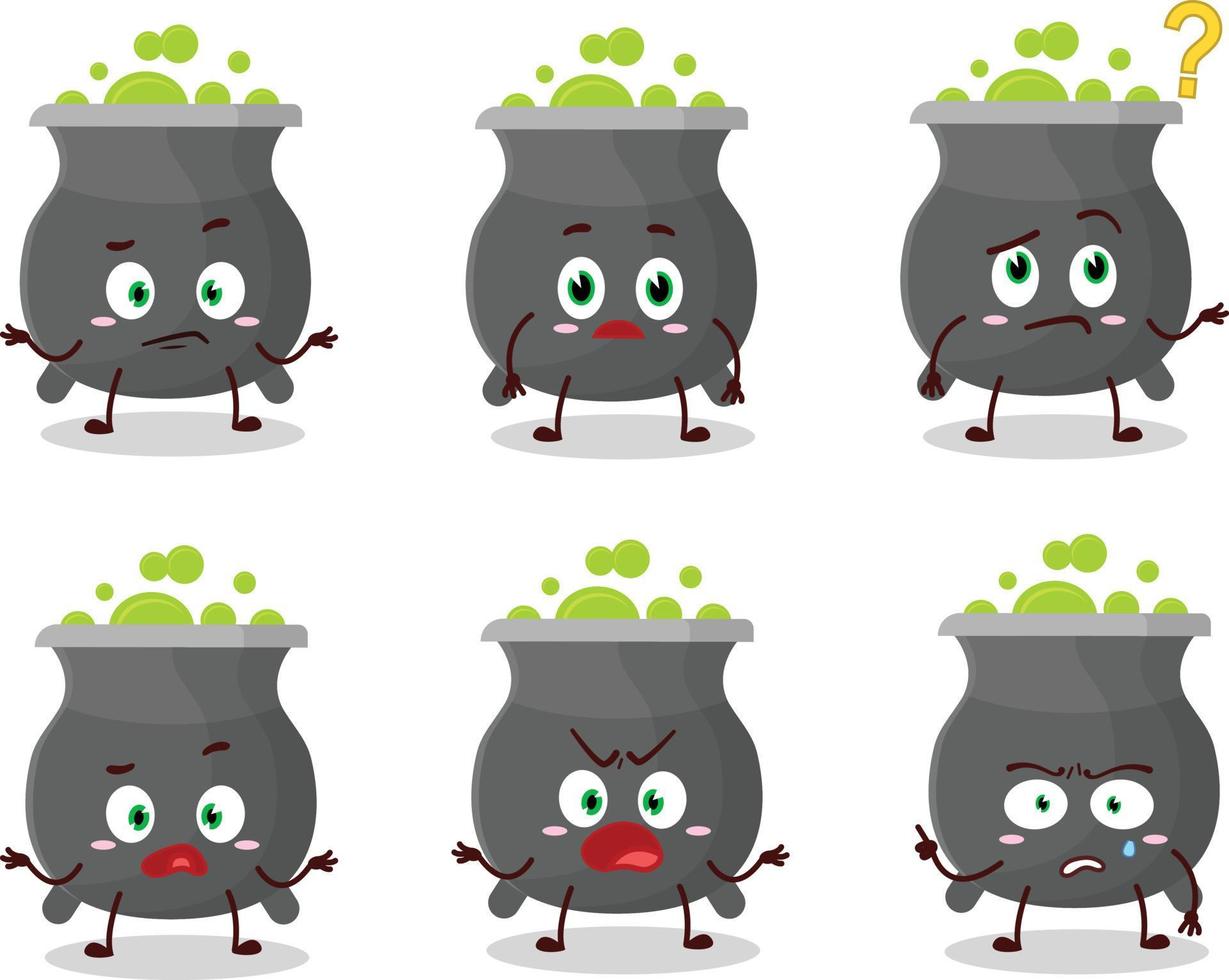 Cartoon character of cauldron with what expression vector