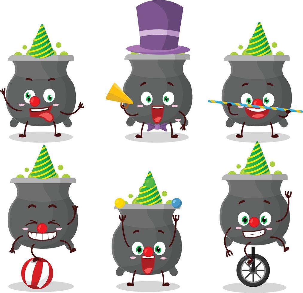 Cartoon character of cauldron with various circus shows vector